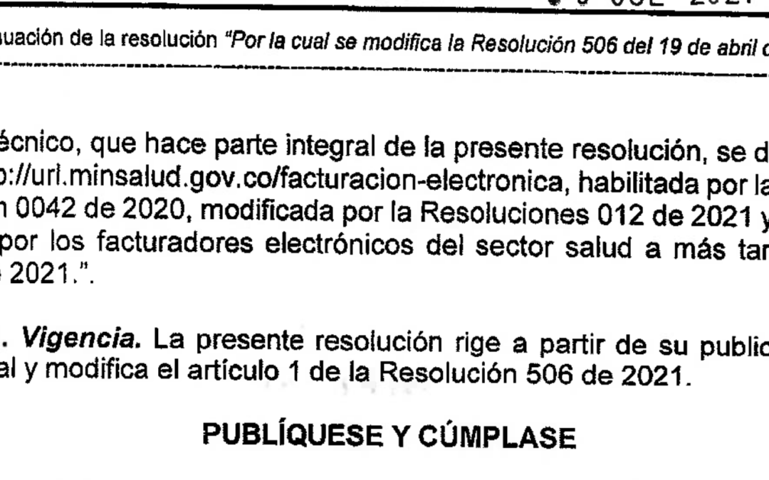 Resolución 1136 del 30 de Julio 2021 Facturación Electrónica Sector Salud
