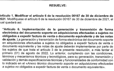 Resolución 488 del 29 de Abril 2022 Documentos Soporte Electrónico