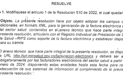 Resolución 2805 del 29 de Diciembre 2022 Facturación Electrónica Sector Salud
